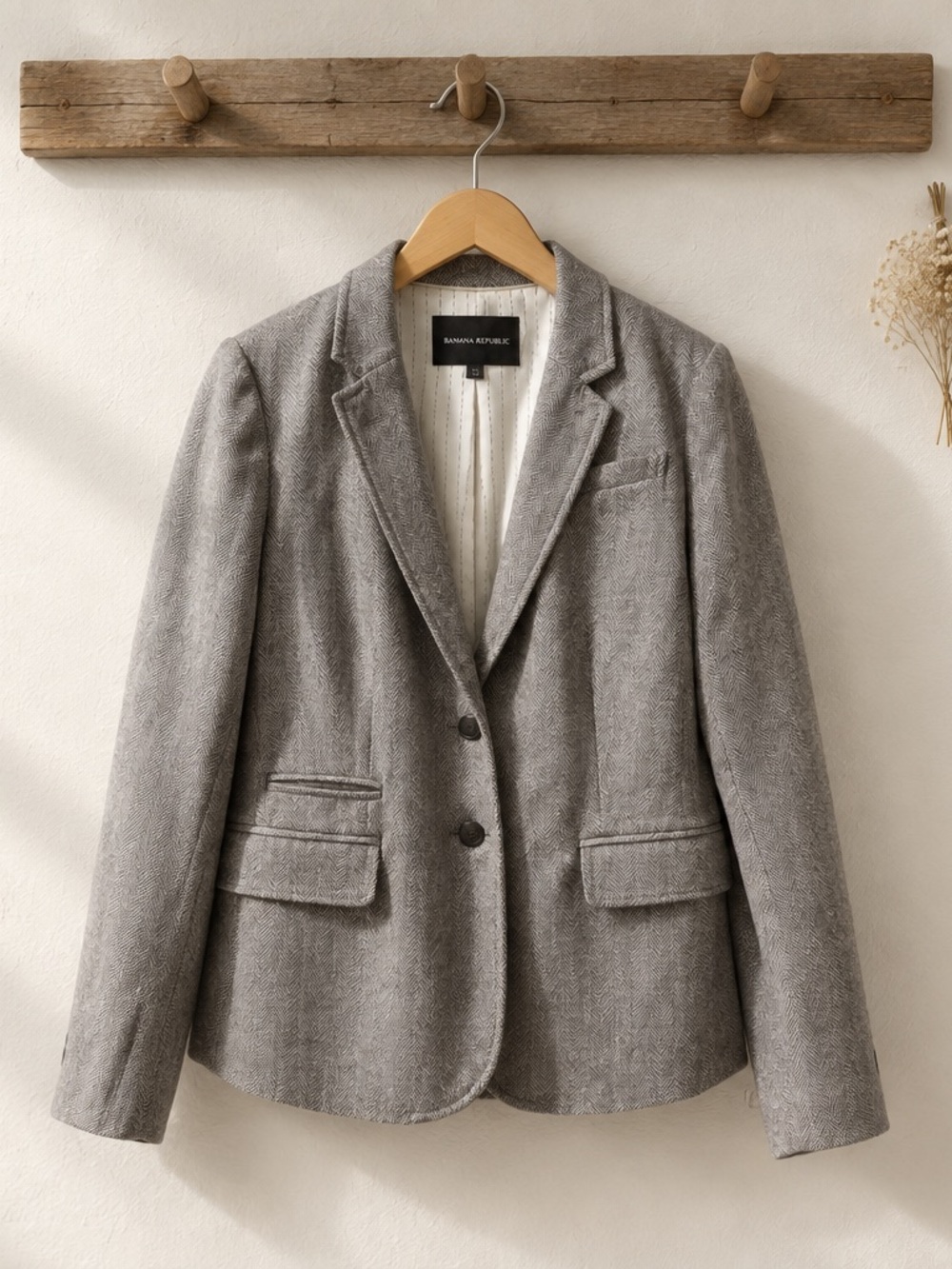 Banana Republic Light Gray Herringbone Blazer